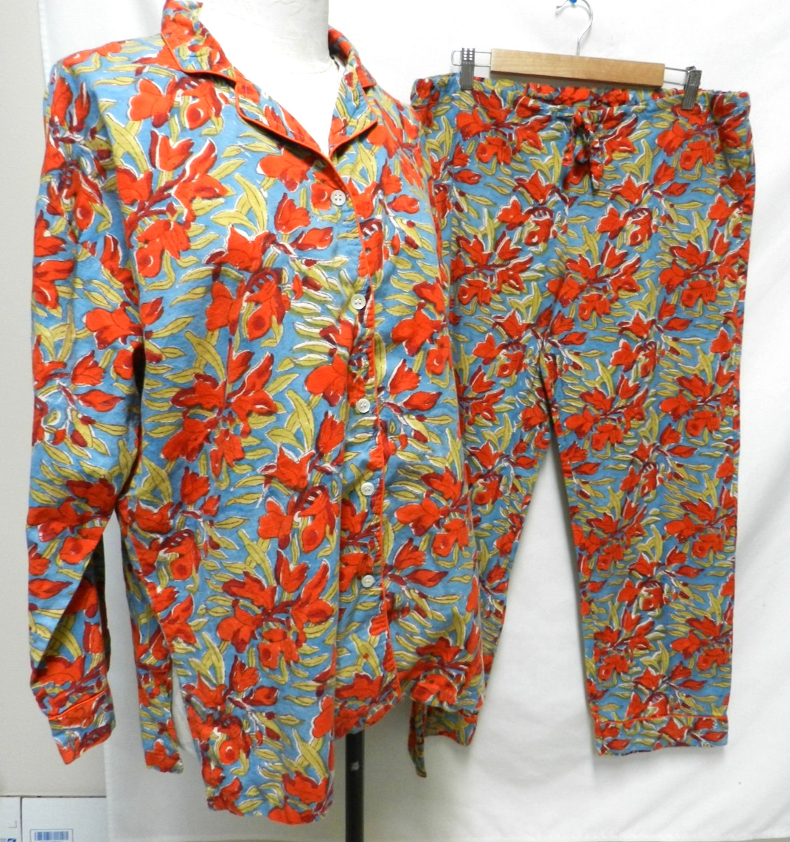 PAX Philomena 100% Cotton pajama lounge Top Pant set drawstring Size Large Lg L