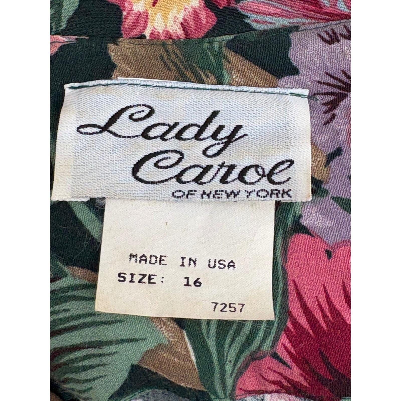 Vintage Lady Carol of New York Floral Midi Dress Green Belted 16