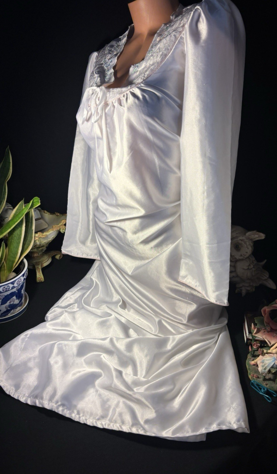 Vtg Satin Shiny White Gown Long Nightgown Vtg Sexy Anastasia Nightgown Long Gown