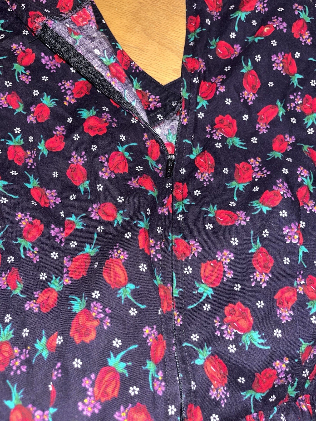 80s Caroline Wells Vintage Floral Midi Dress with Shoulder Pads, tag size 12