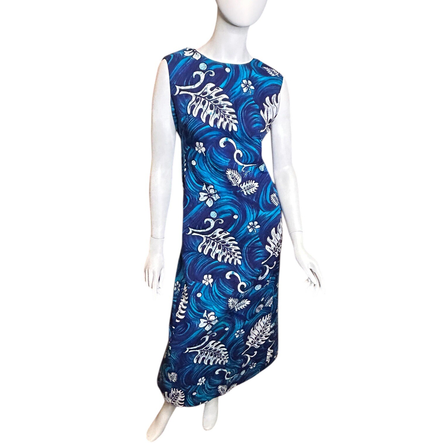 Vintage 60s McInerny’s Blue Hawaiian Hostess Dress Size Vintage Small