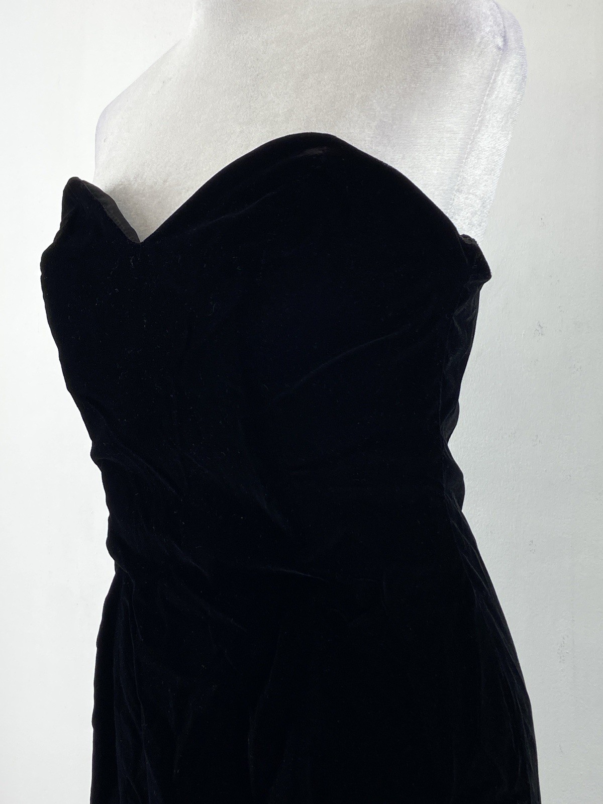 Vintage 80’s Karen Lucas For Niki Black Velvet Bustier Strapless Dress Size XS