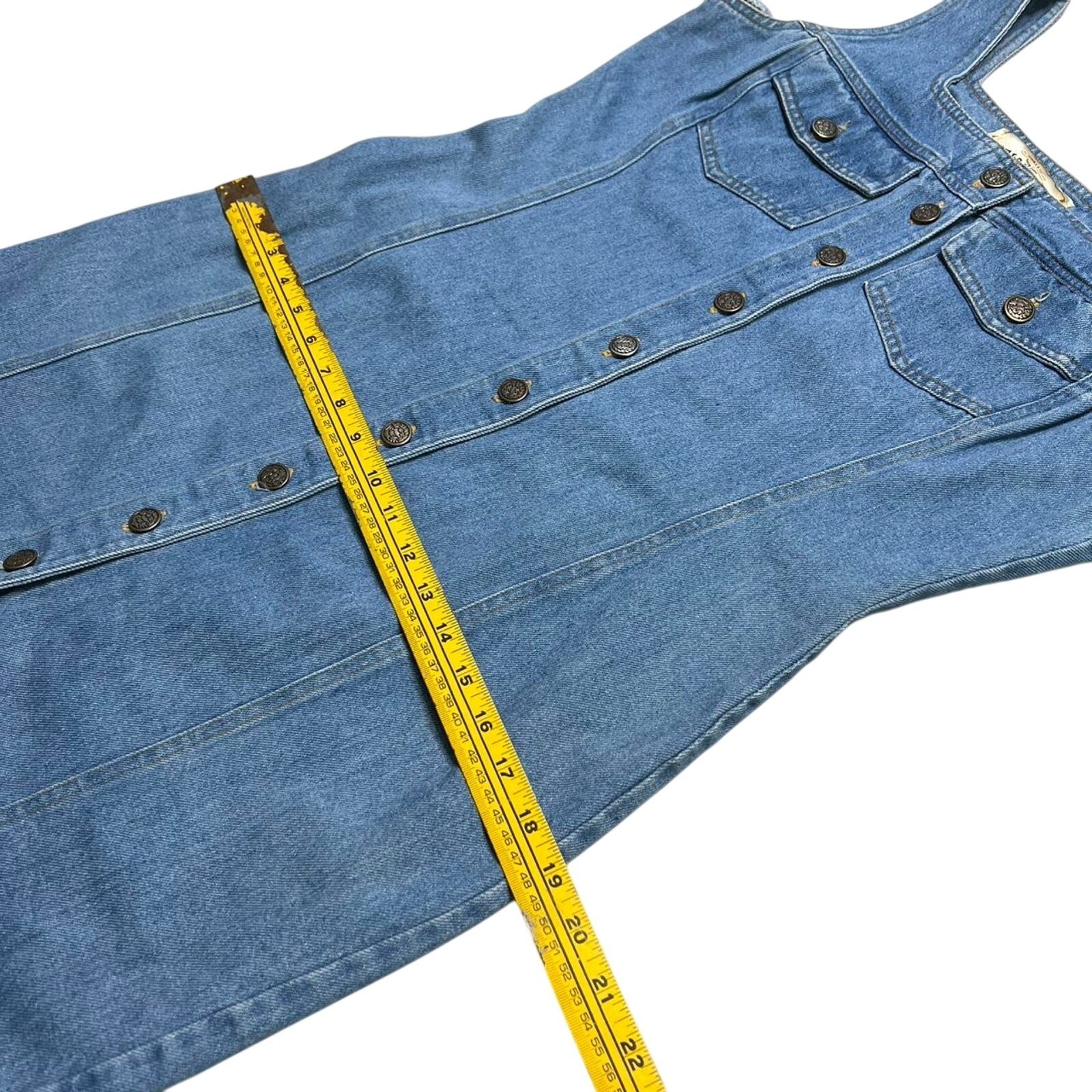 Tickets Denim Dress Womens 13/14 Blue Vintage Button Front Mini Pinafore USA