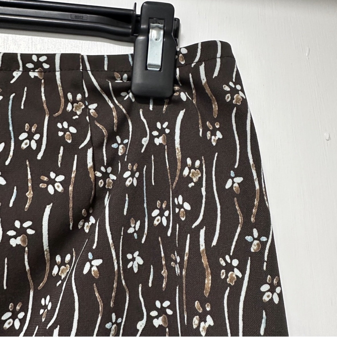 Vintage 90s Axcess Chocolate Brown Floral Midi Skirt Women’s Size Medium Boho