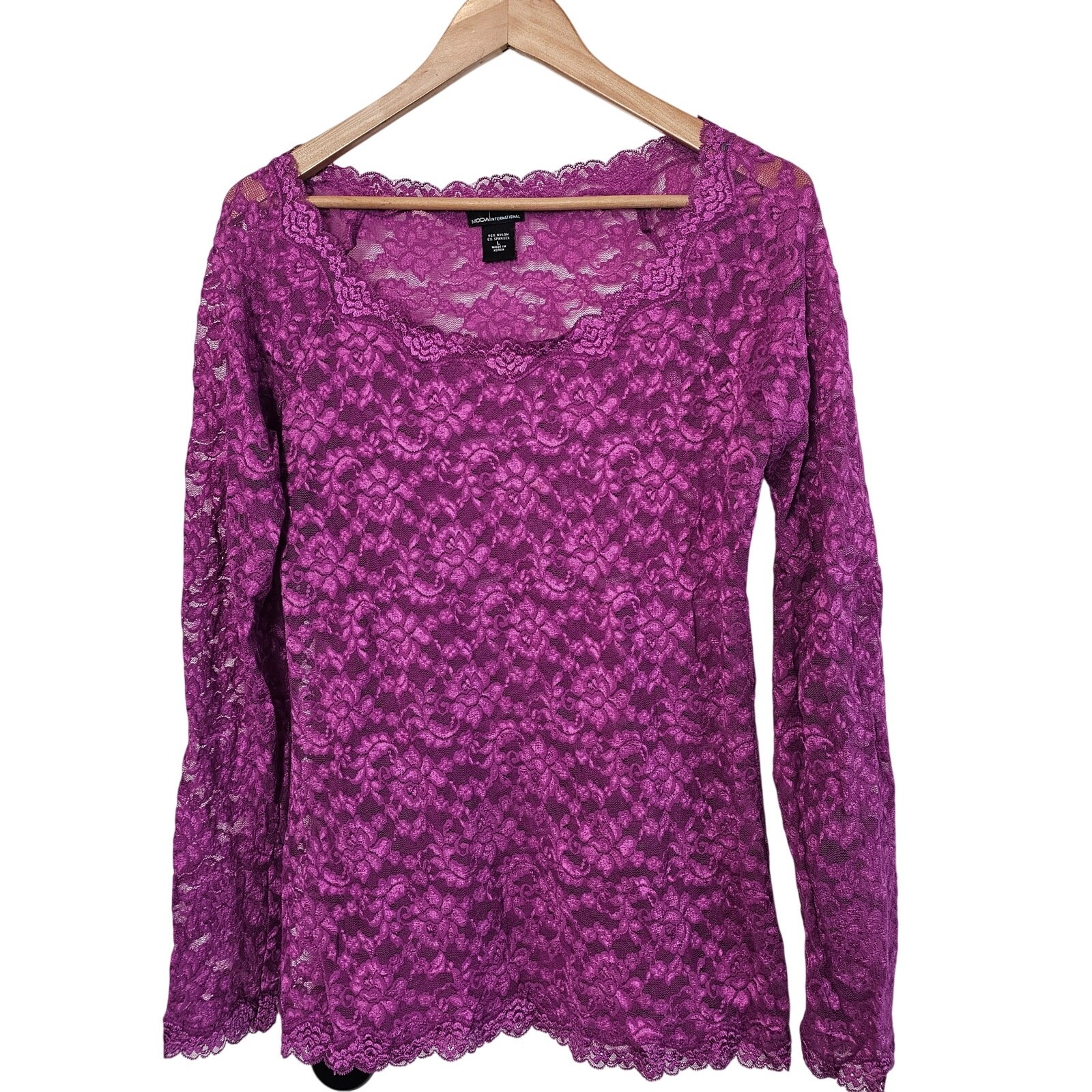 Y2K Purple Lace Blouse Womens Large Glam Whimsygoth Fairy Romantic Retro Sheer