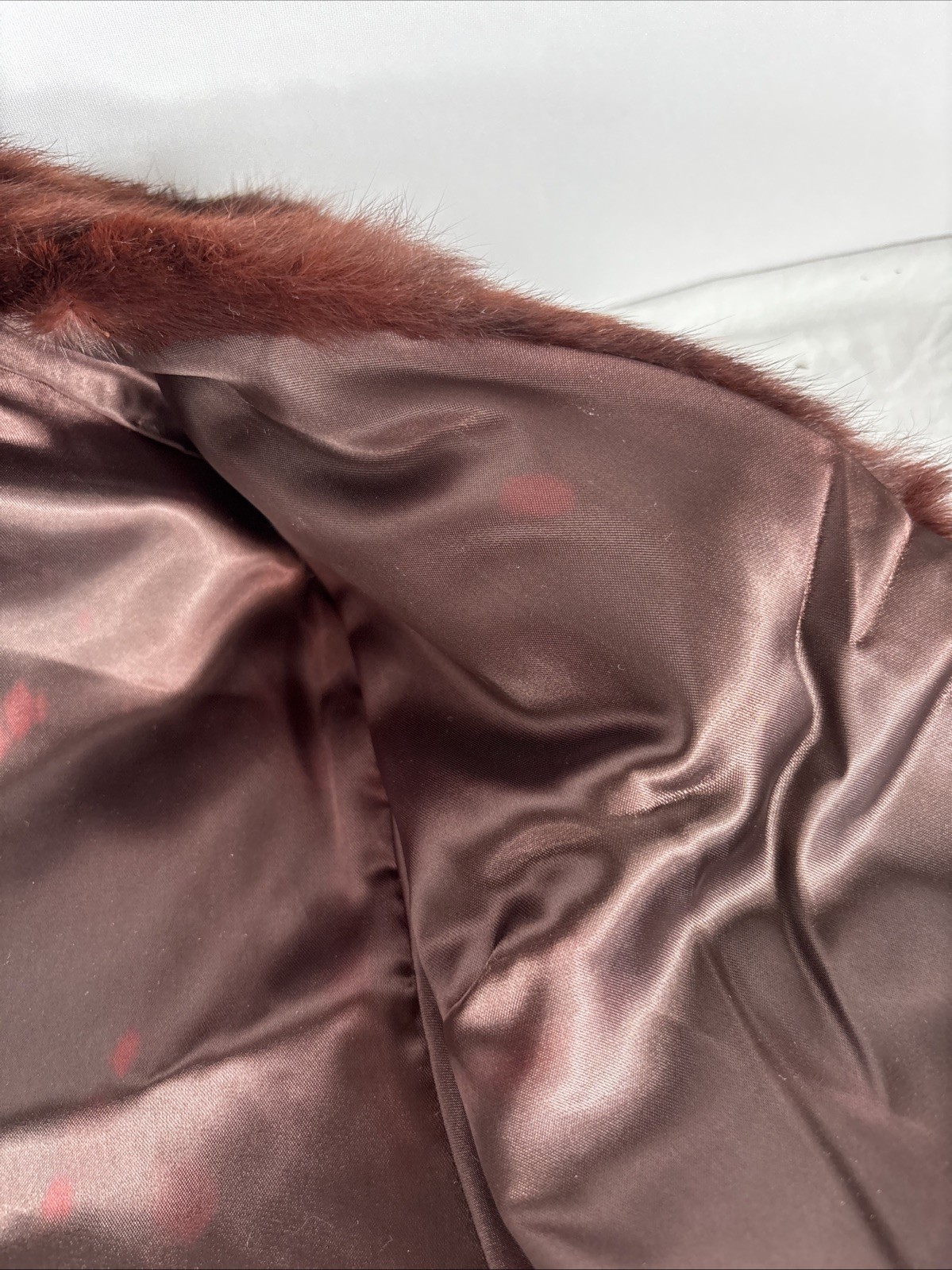 Vintage 1950s Chocolate Brown Mink Fur Jacket 3/4 Sleeve Hook Closures Monogram