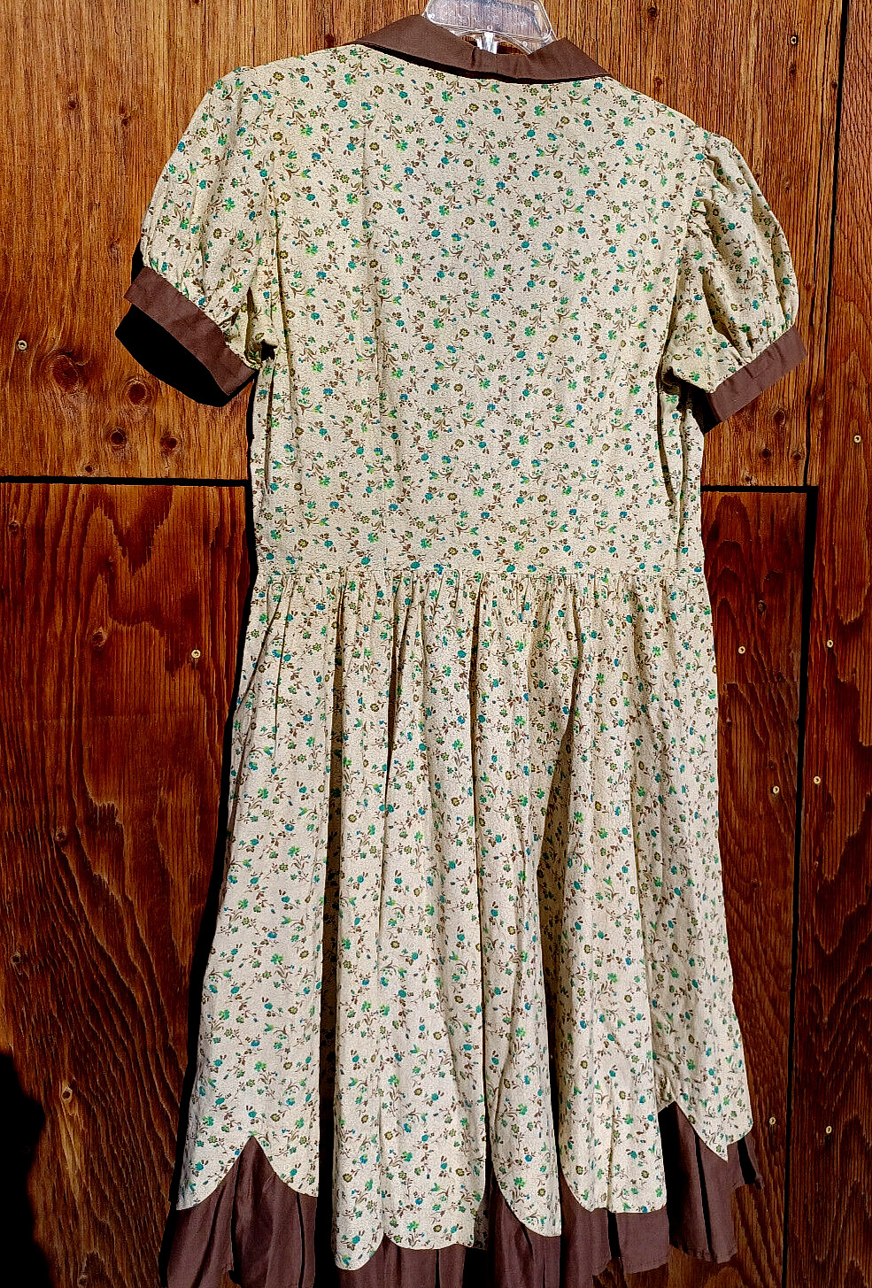 Vintage 100% Cotton Day Dress Print or Stripe, Low Back Cottagecore Applique