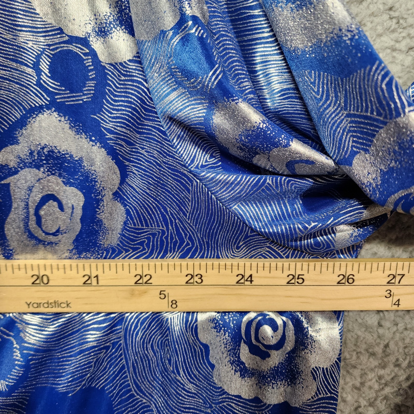 Risa Ann New York Metallic Silver Blue Abstract Overlay Blouse 80’s Plus Size 2X