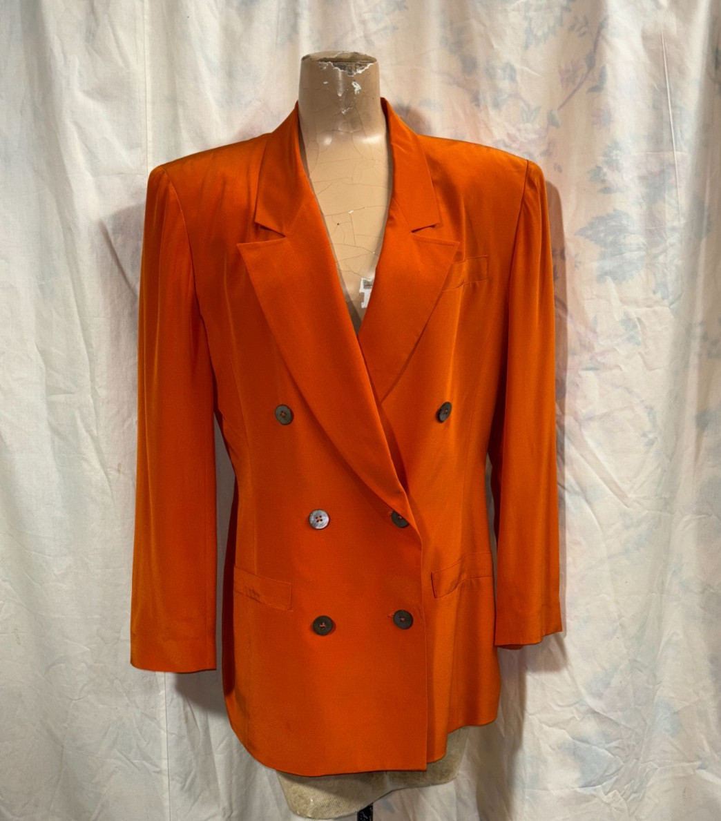 Vintage 1980s Classic Women’s Double Breasted Silk Jacket Blazer By Episode 6