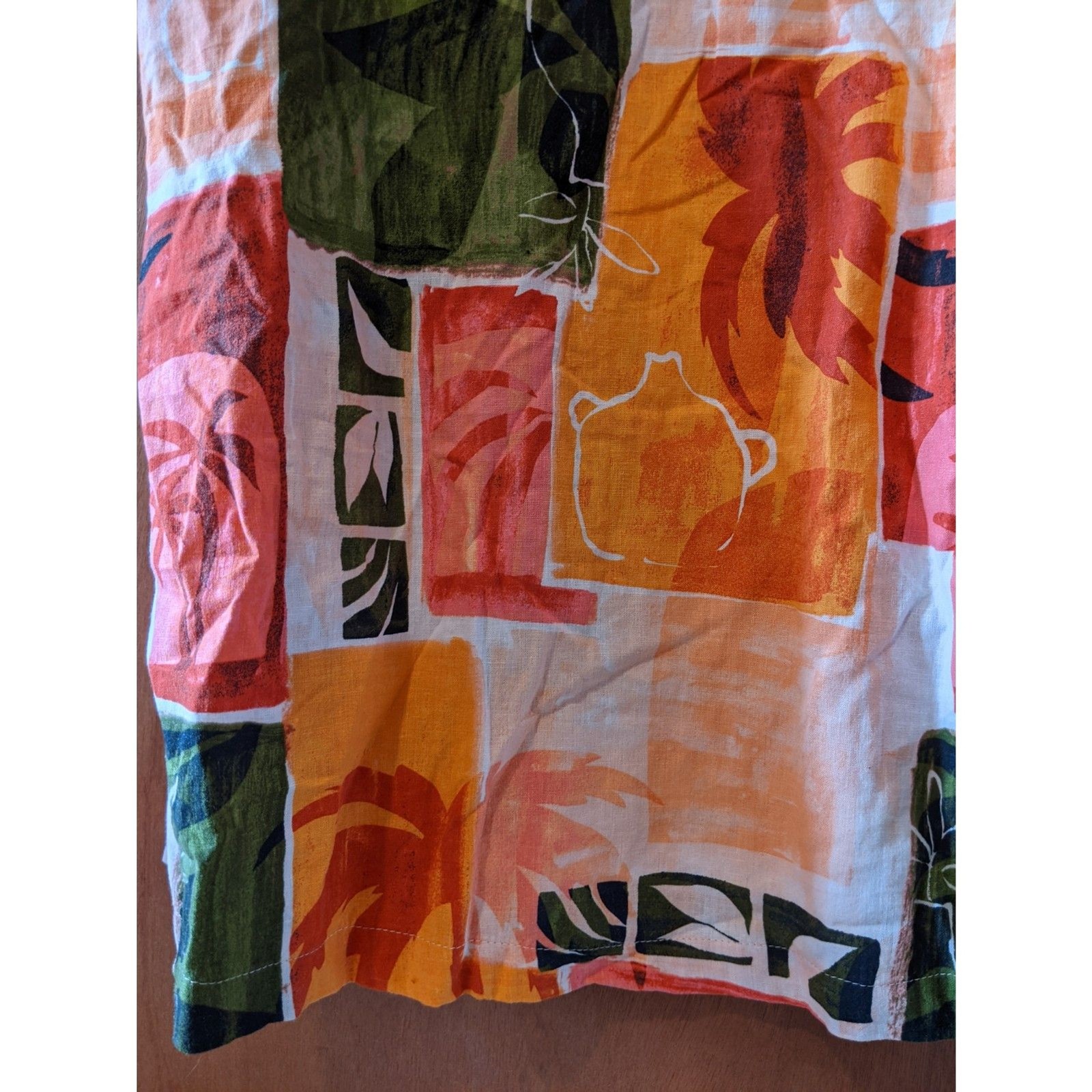 Nicole Miller Linen Dress Tropical Patchwork Shift Coastal Grandmother Y2K Sz S