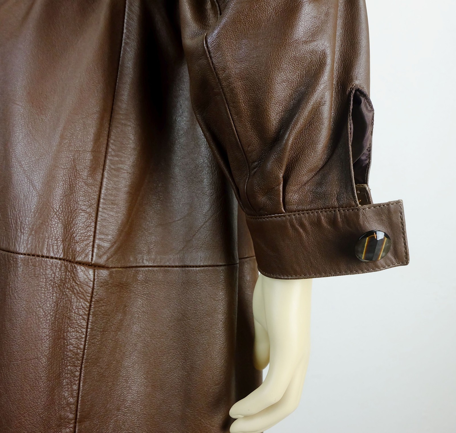 vintage leather coat coat size 38 chocolate brown leather 80s womens coat