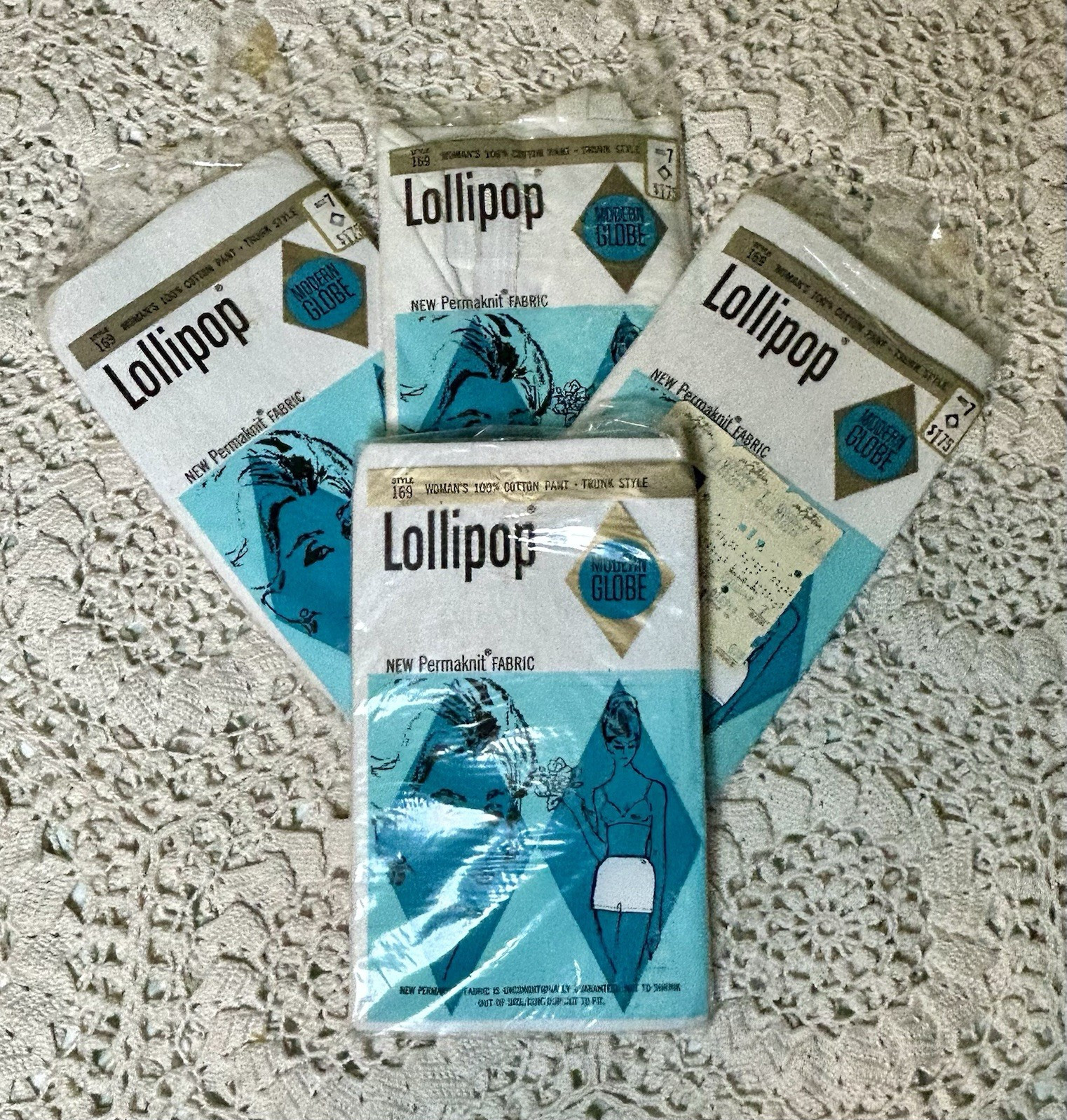 1960’s Lollipop Permaknit Knit Cotton Pant Trunk Style Size 7 – Set of 4