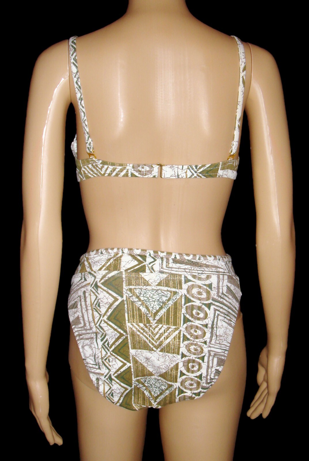 Vintage 90’s Bikini Swimsuit Jantzen Size 8 White Green Gold Made USA EUC