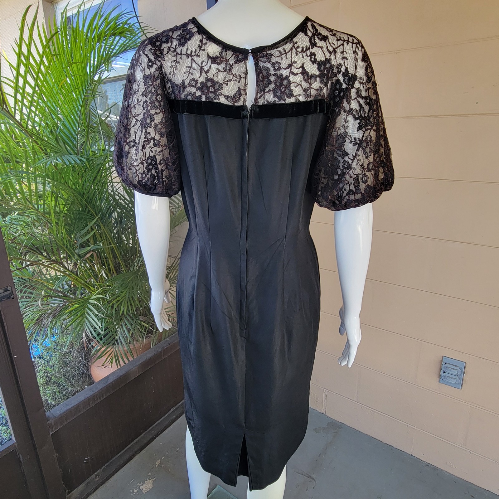 Vintage 40s Maxwell Black Lace Cocktail Dress Womens Size S/M