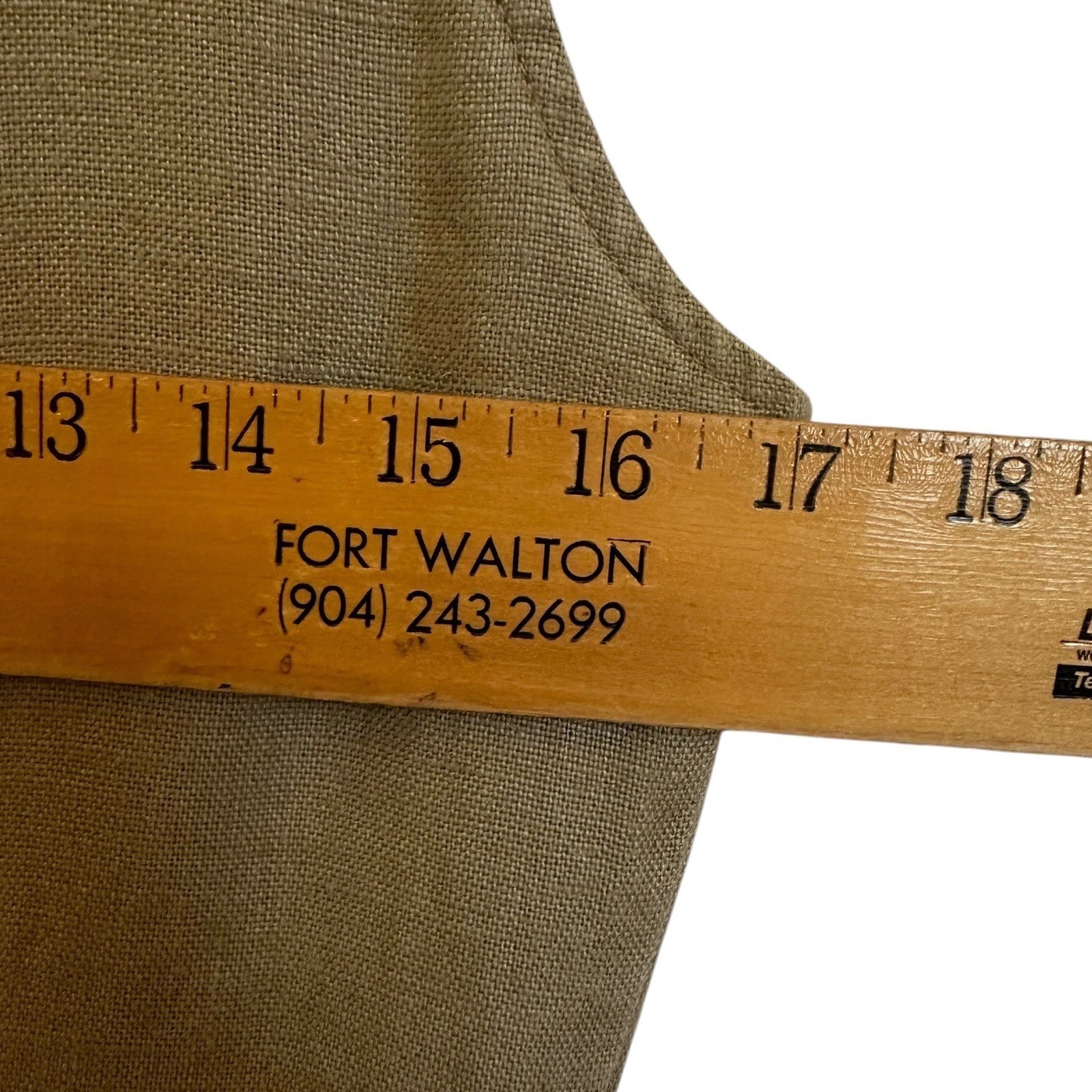Tweeds Vintage 100% Linen Sheath Dress Khaki Sleeveless USA Sz 8 Career 90s