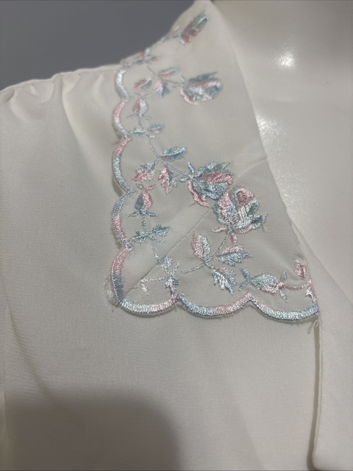 Vintage Lee Mar Pageant White Secretary Blouse Embroidered Women’s L (16)
