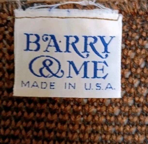 Vintage 80s Barry & Me Boho Dolman Knit Brown Black Floral Sweater Sz L/XL
