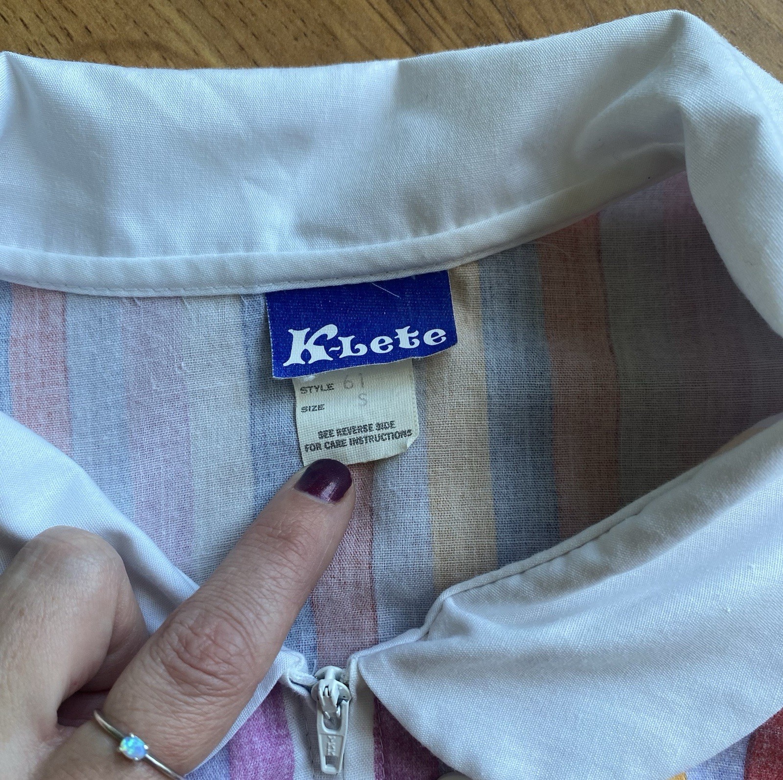 Vintage Candy Striper Top Size Small Vintage K-Lete Collared Striped Shirt