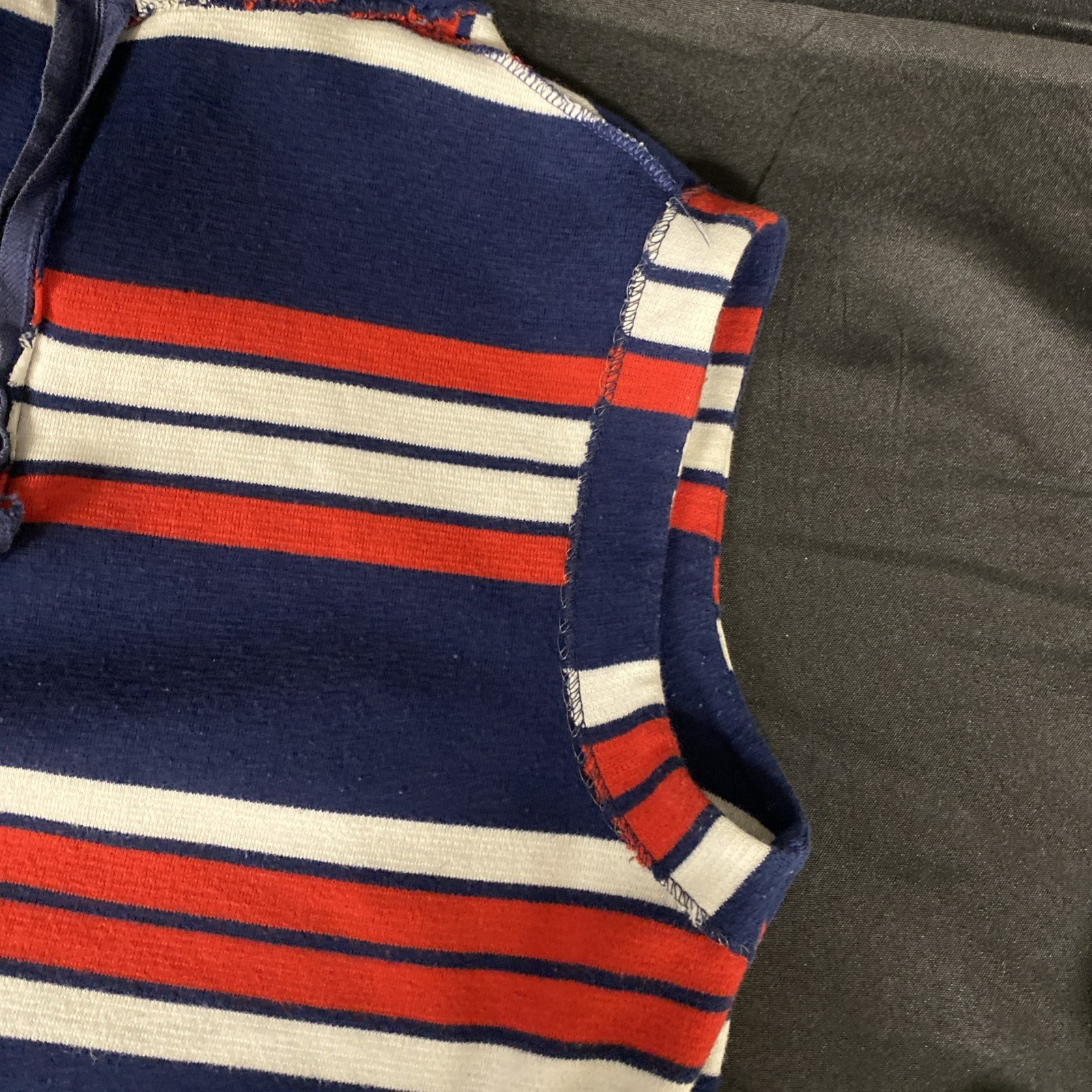 Preppy Red White & Blue VTG 70s Sleeveless Mock Turtleneck Top w/Zipper