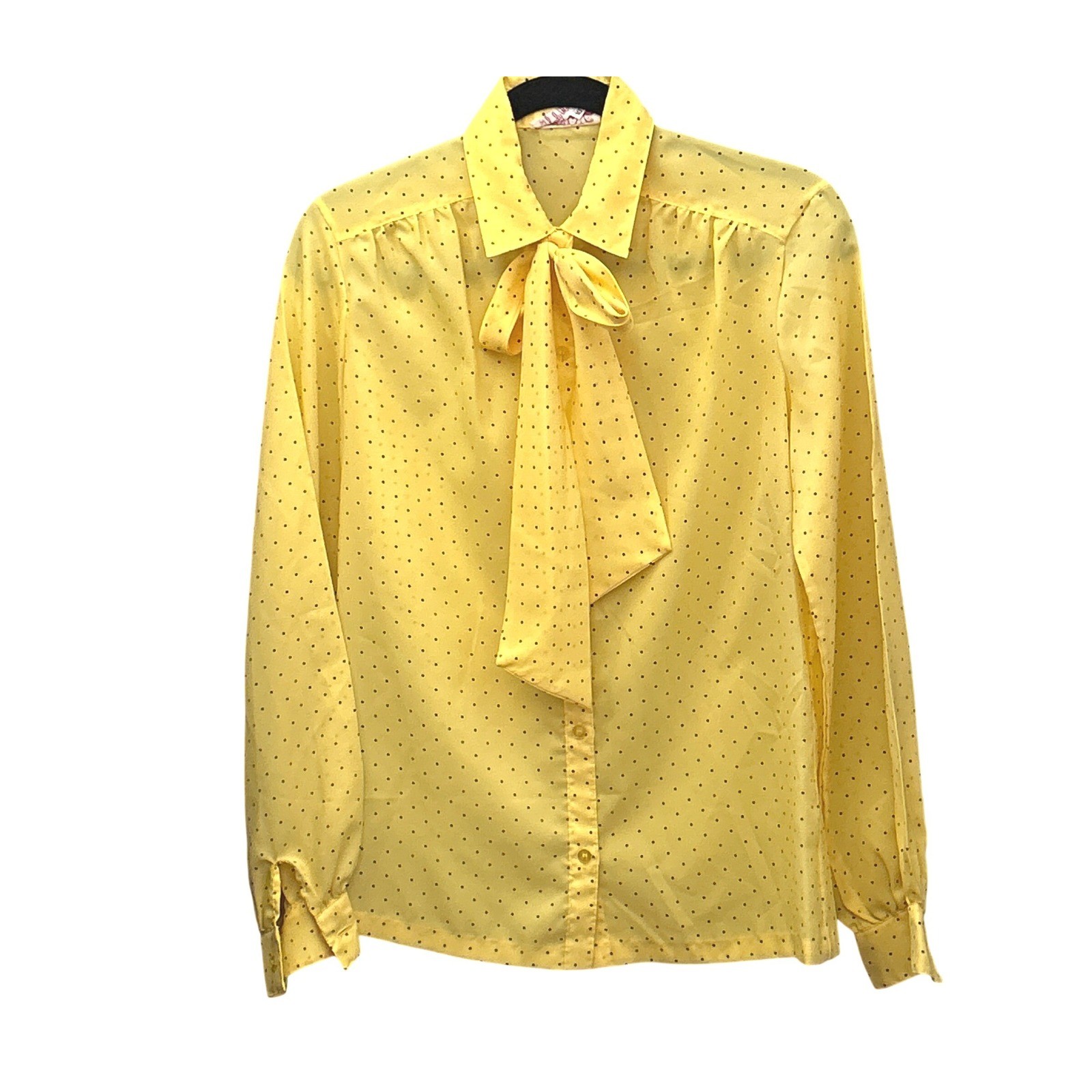 Vintage Silkhana Lady Manhattan Polka Dot Blouse Bow Secretary Core Retro 70s 80