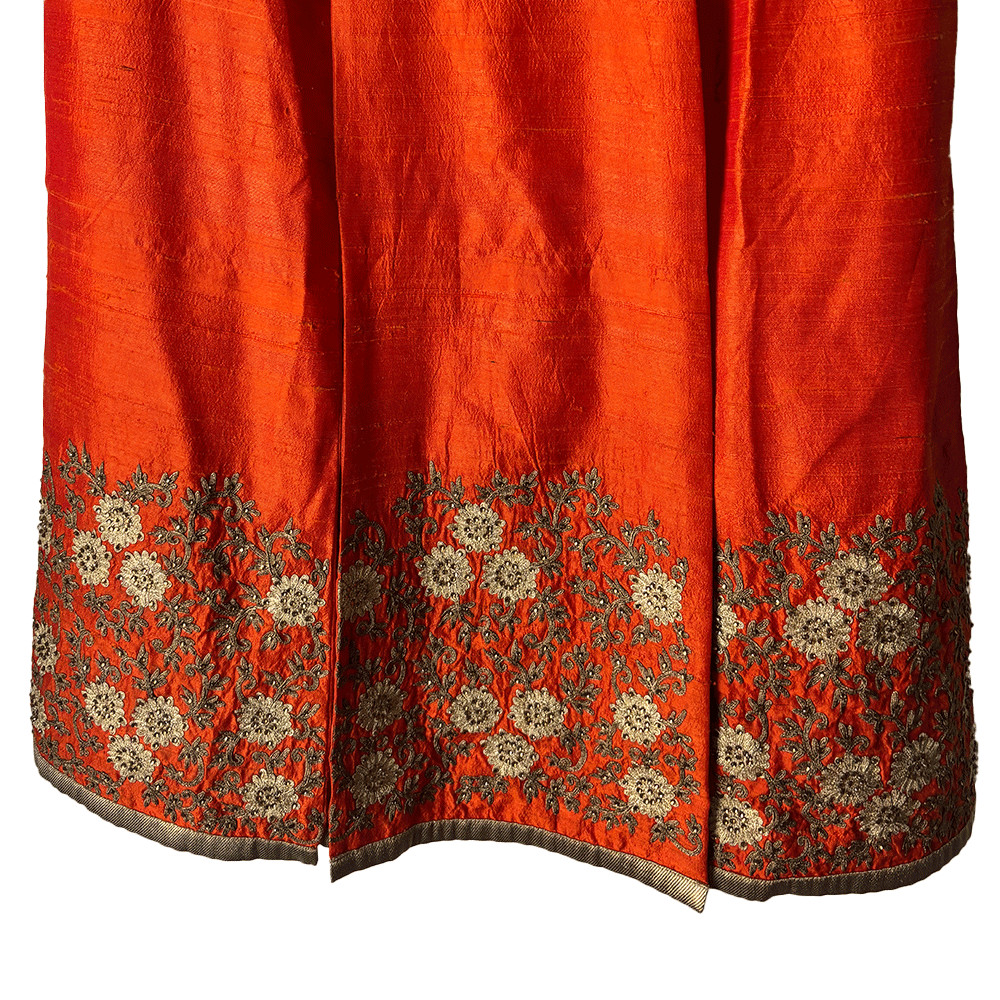 Vintage 1990s Raw Silk Applique Tunic Midi Dress Wear Over Cigarette Pants Sz M