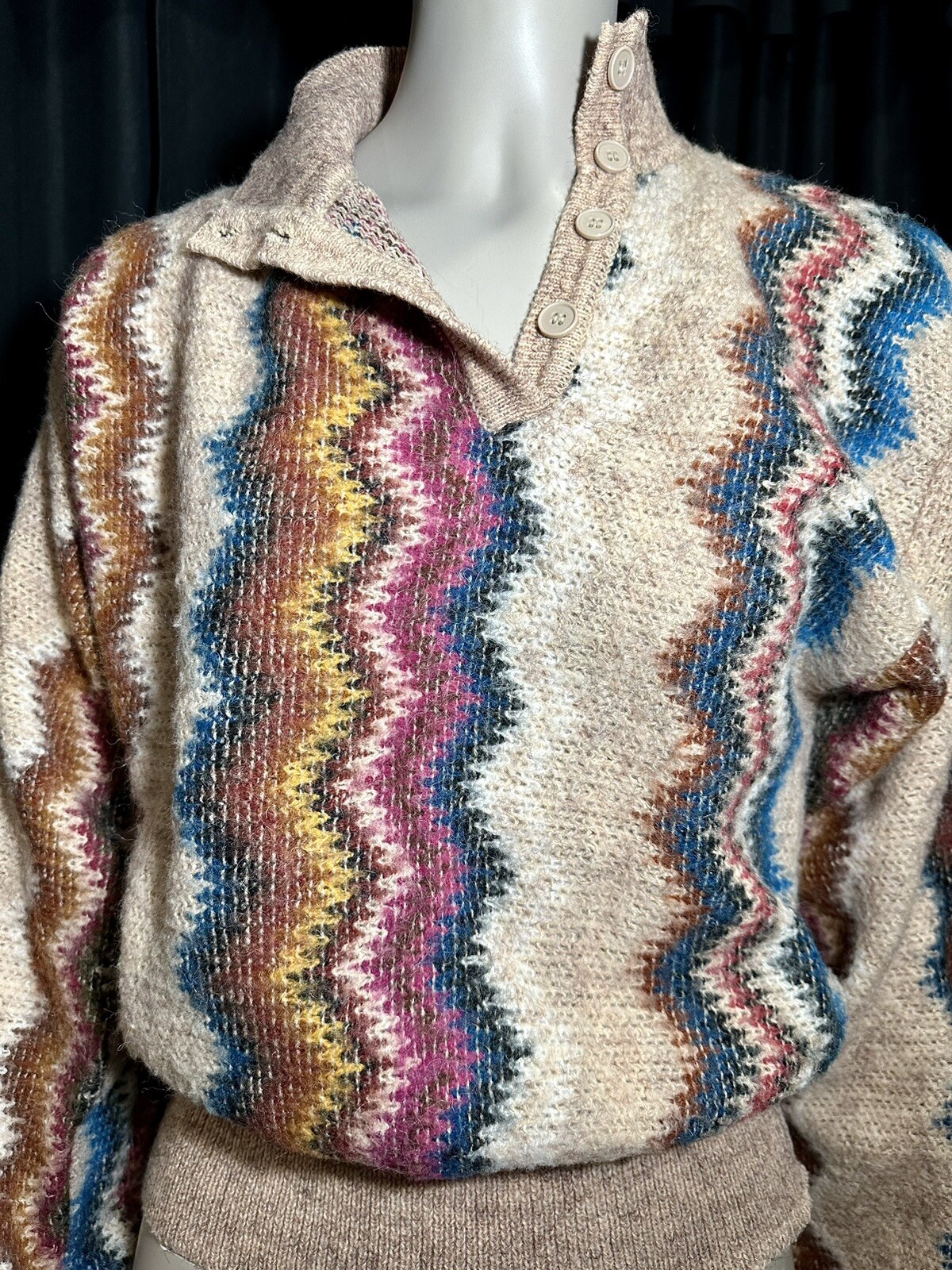 Vintage 20 ANS Mariea Kim Womens Size M Multicolor Knit Pullover Sweater 80’s