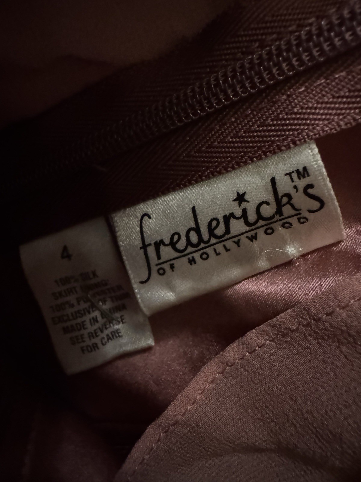 vtg Y2K Fredricks of Hollywood Silk Pinktuck Boned Bodice Embroidered Dress