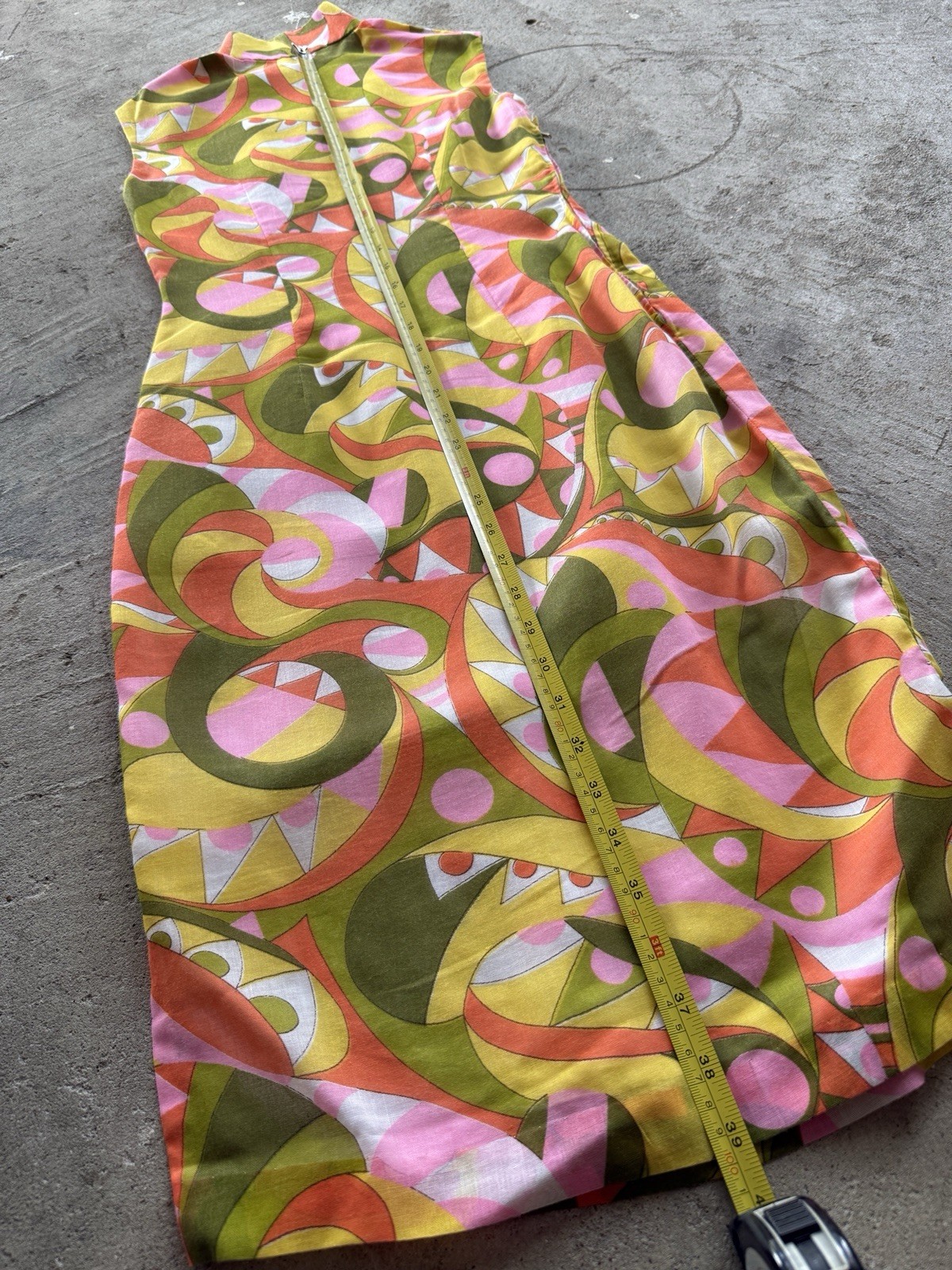 Vtg 70’s Boho Hippie Handmade Mod Retro Bold Floral Maxi Dress