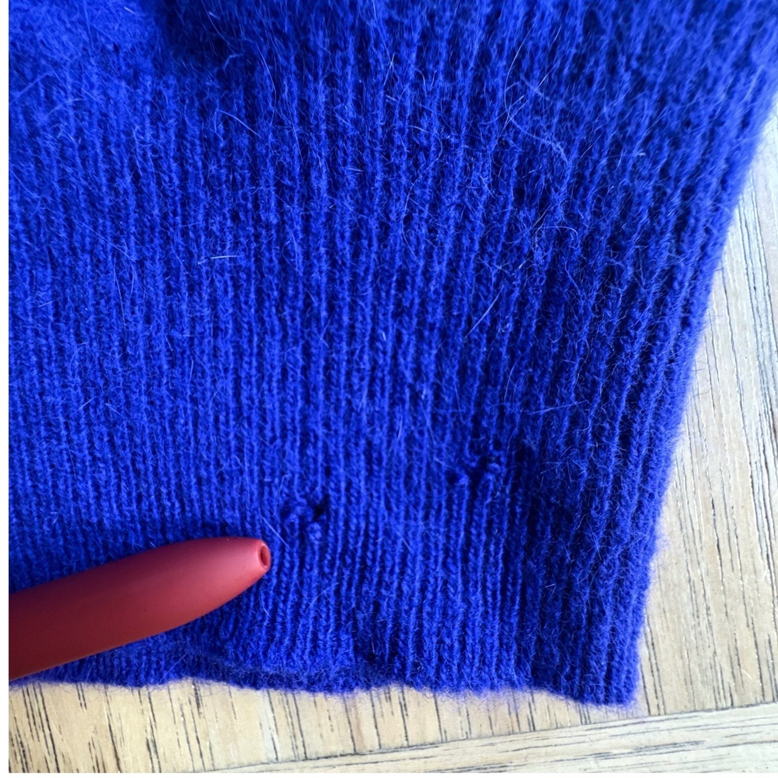 VTG Marisa Christina Y2K Blue-Purple Angora/Wool Blend Velvet Bow Sweater Sz MED