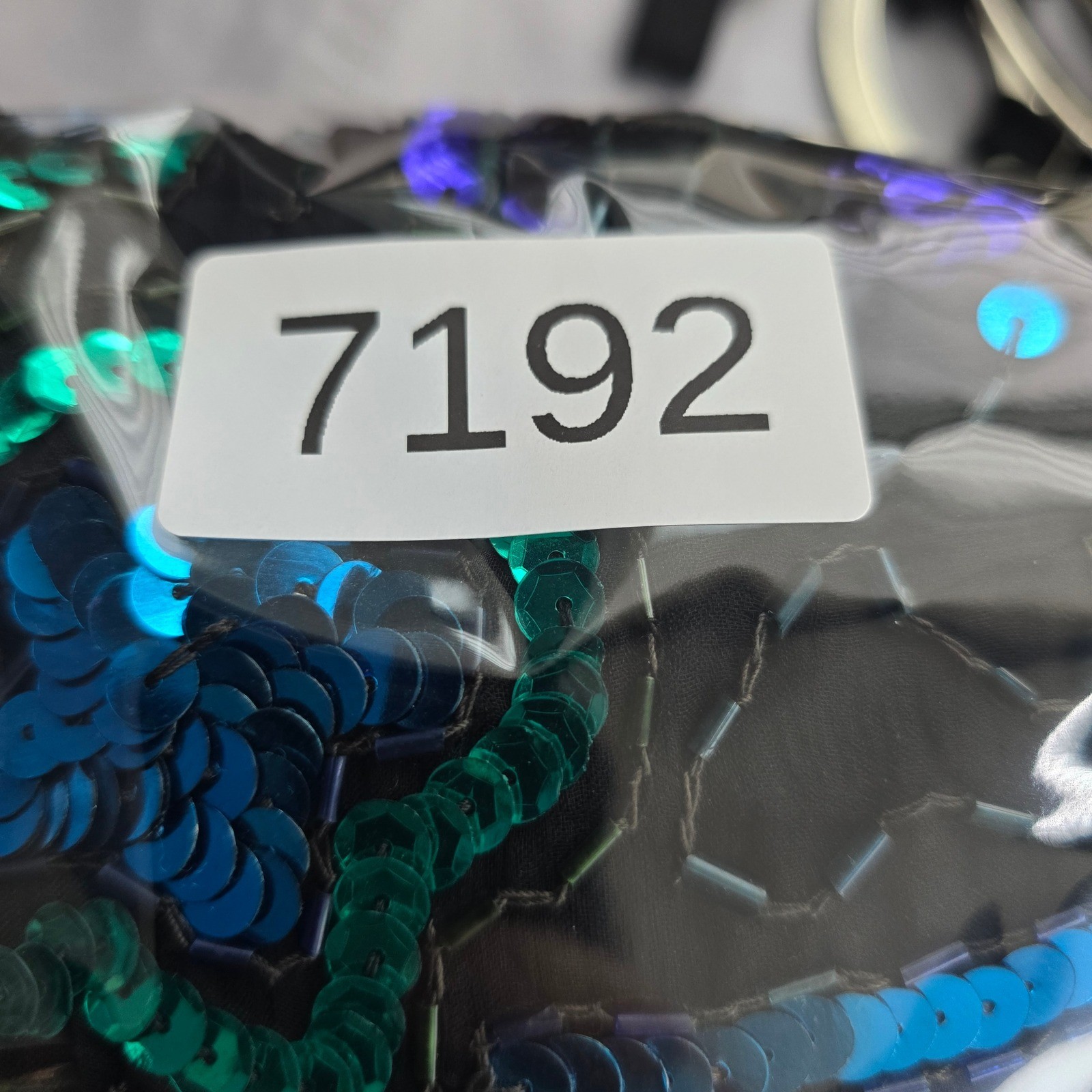Laurence Kazar Top Womens XL Vintage Black Blue Teal Sequin Beaded Silk EUC