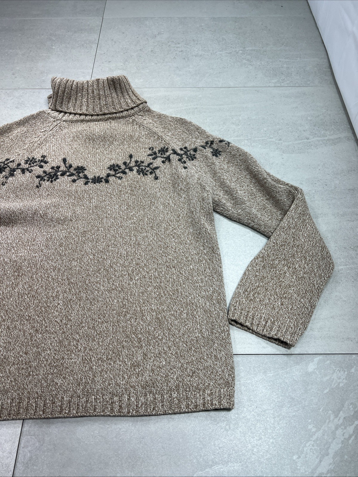 Vtg Eddie Bauer Lambswool New Zealand Rolled Turtleneck Sweater Women Nordic M