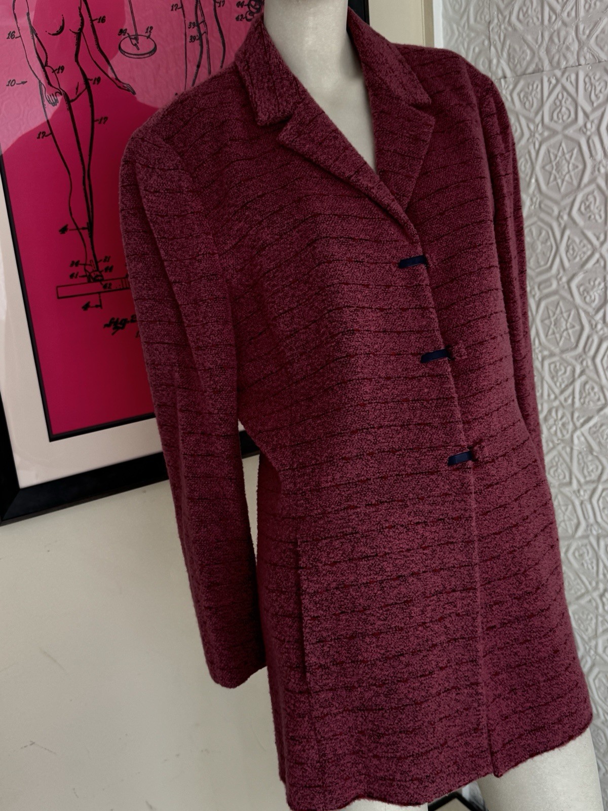 Vintage 1980s Carlisle Jacket-Pink-Fluffy-Business Casual-Outerwear-Medium/Large