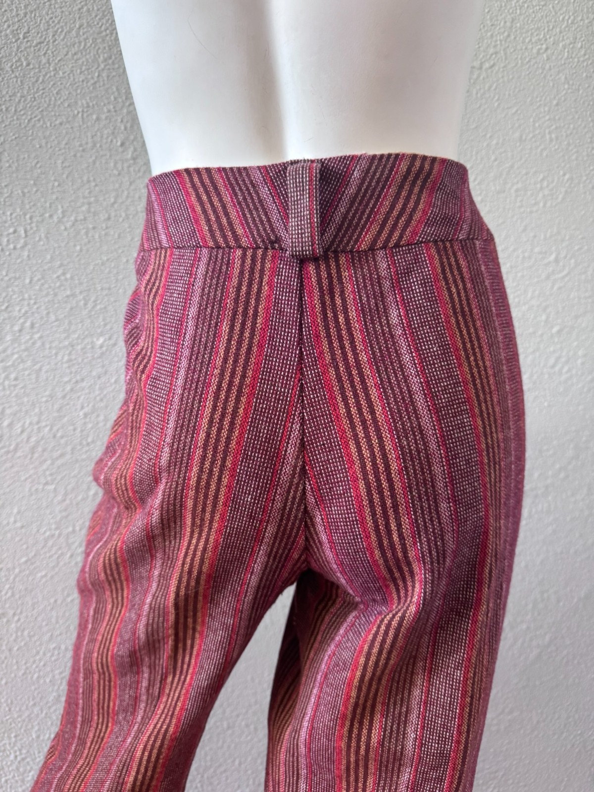 Vintage 70s Burgundy Retro Hippie Trousers Pants L/XL