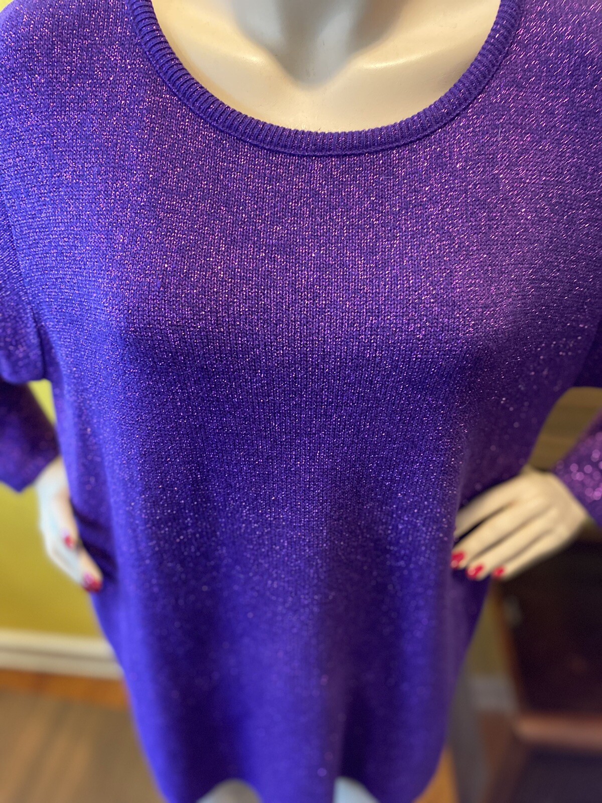 VINTAGE 1970’s PURPLE SPARKLE PULLOVER TUNIC Plus Size 1X