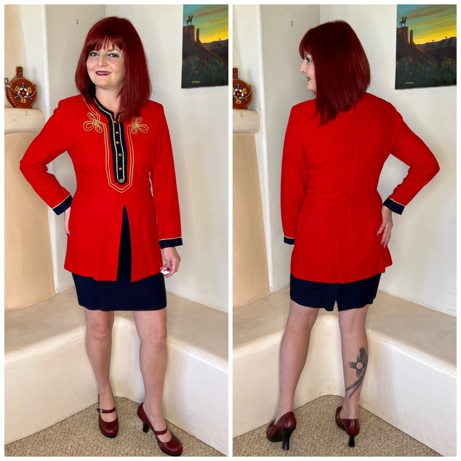 Vintage 1980s Military Style Drum Major Dress