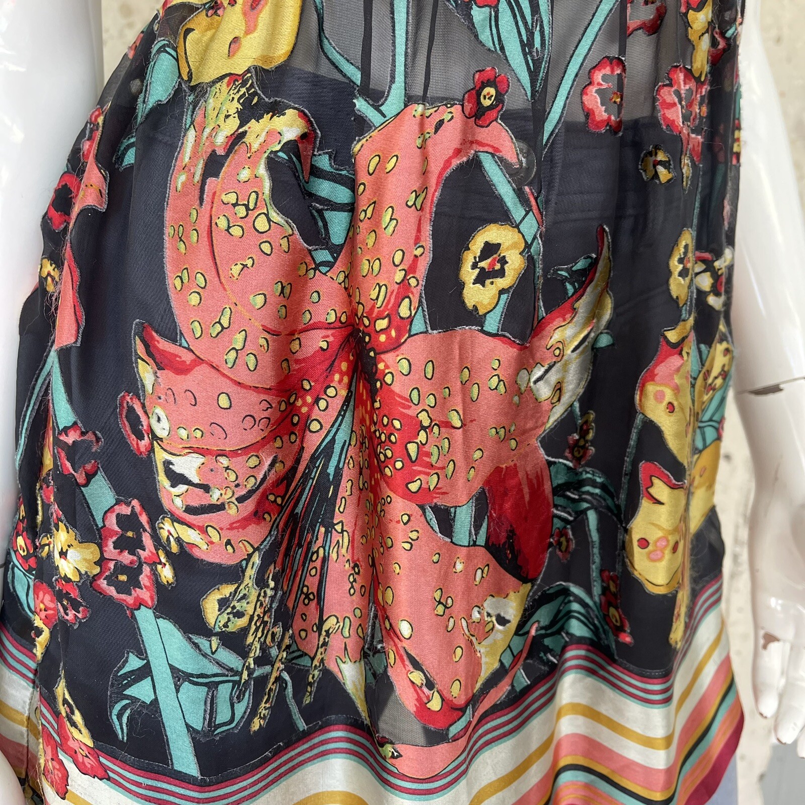 Vtg Y2K Anthropologie Silk Velvet Floral Sleeveless Dressy Top By Hale Bob, S