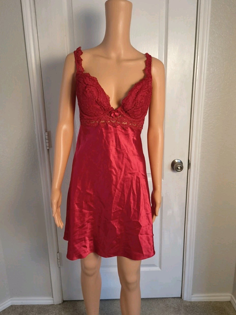 Vintage Victoria Secret Babydoll 90s Satin Lace Lingerie Size L Miracle Bra -P41