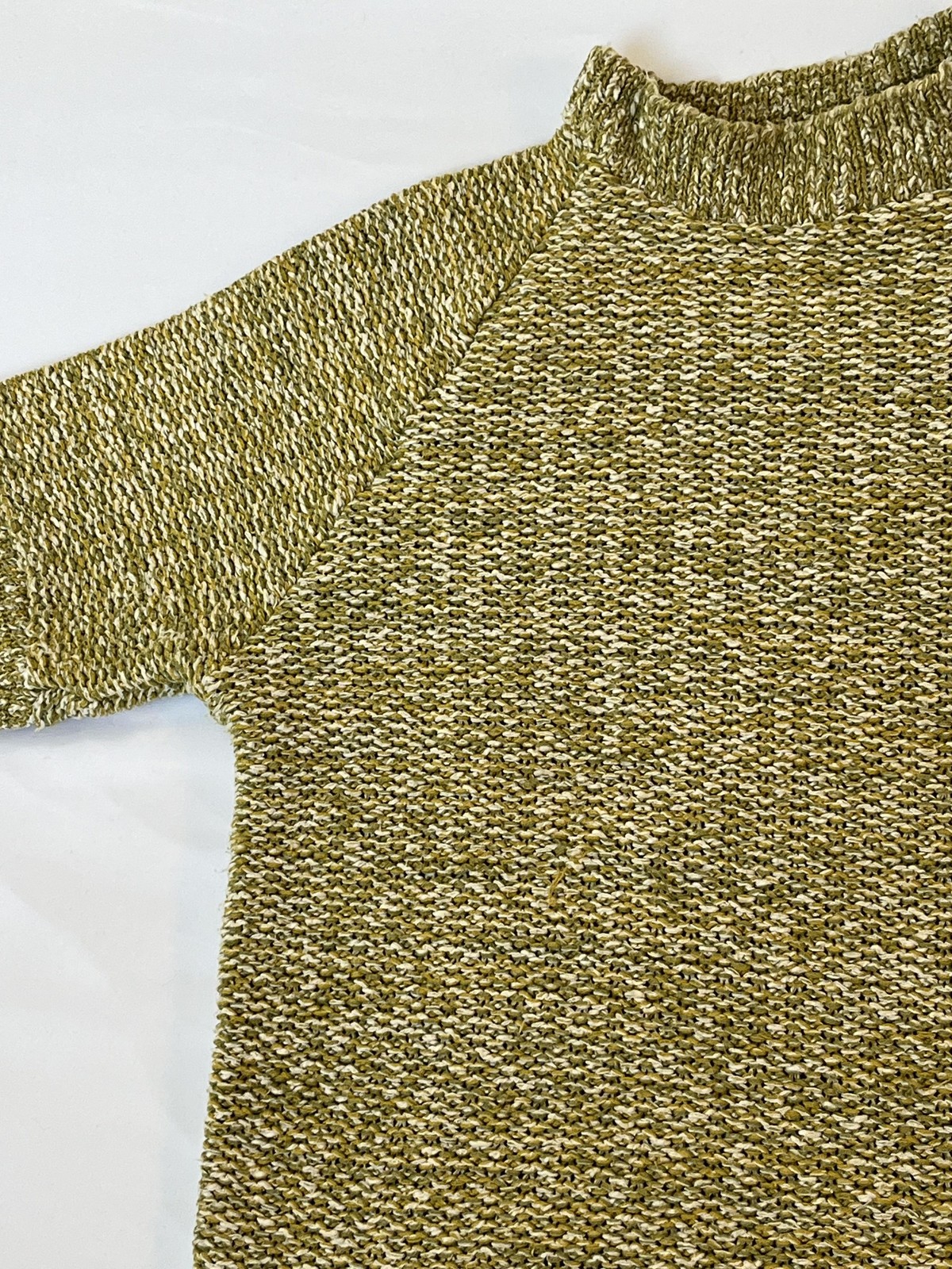 Vintage 50s Caldwell Knit Rite Hand Knit Sweater Short Sleeve Lg Green Yellow