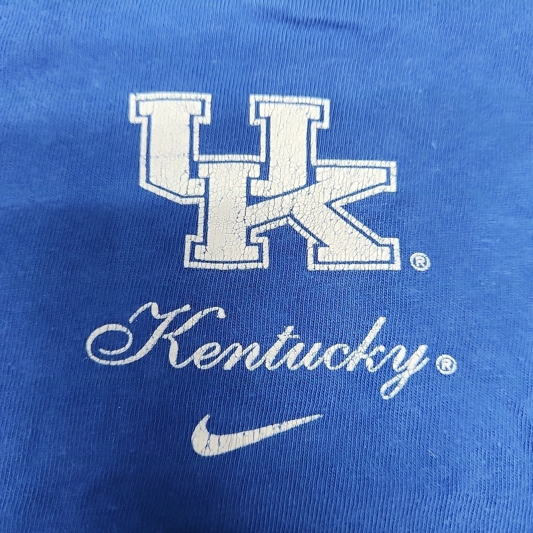 Vintage Nike Team Kentucky Women Large Blue Center Check V-Neck UK Wildcats Tee