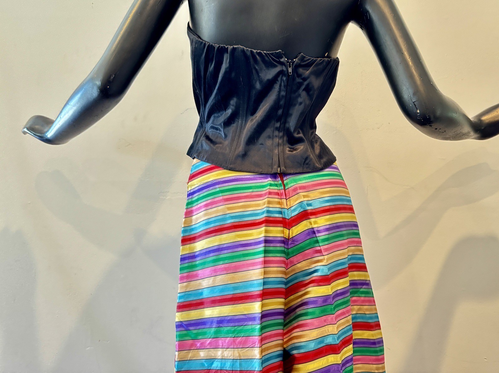Vtg 60s 70s Rainbow Skirt Skort Palazzo Dress Pants Red Pink Purple Blue Green S