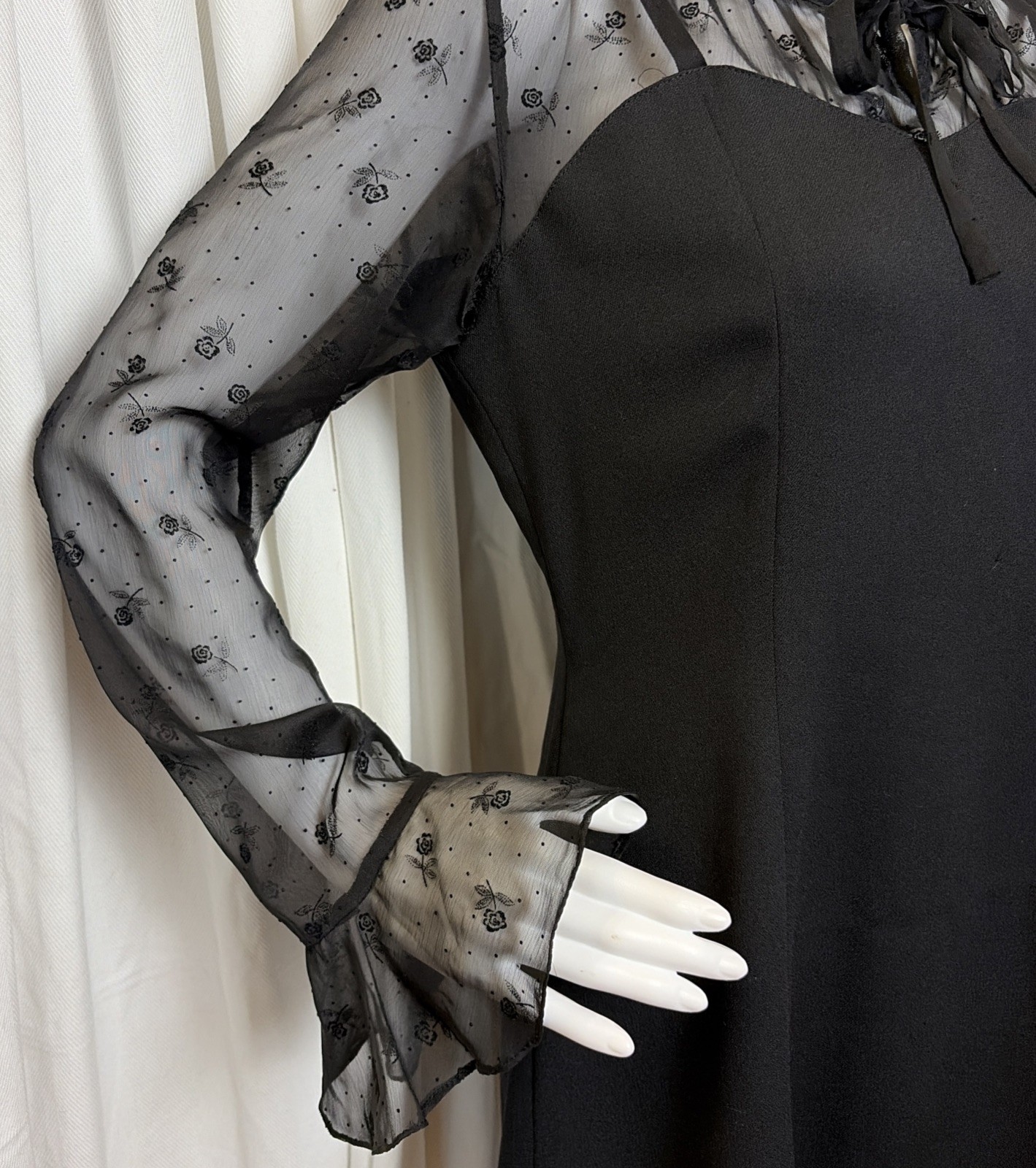 VTG 90s Y2K CC Club Korean Goth Mod Black Lace Cocktail Party Mini Dress M/L