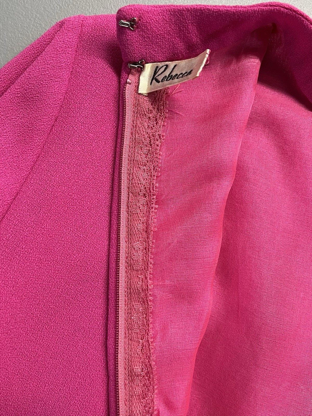 006 1960s Psychedelic long sleeve dress, magenta multi Rebecca size S VG!