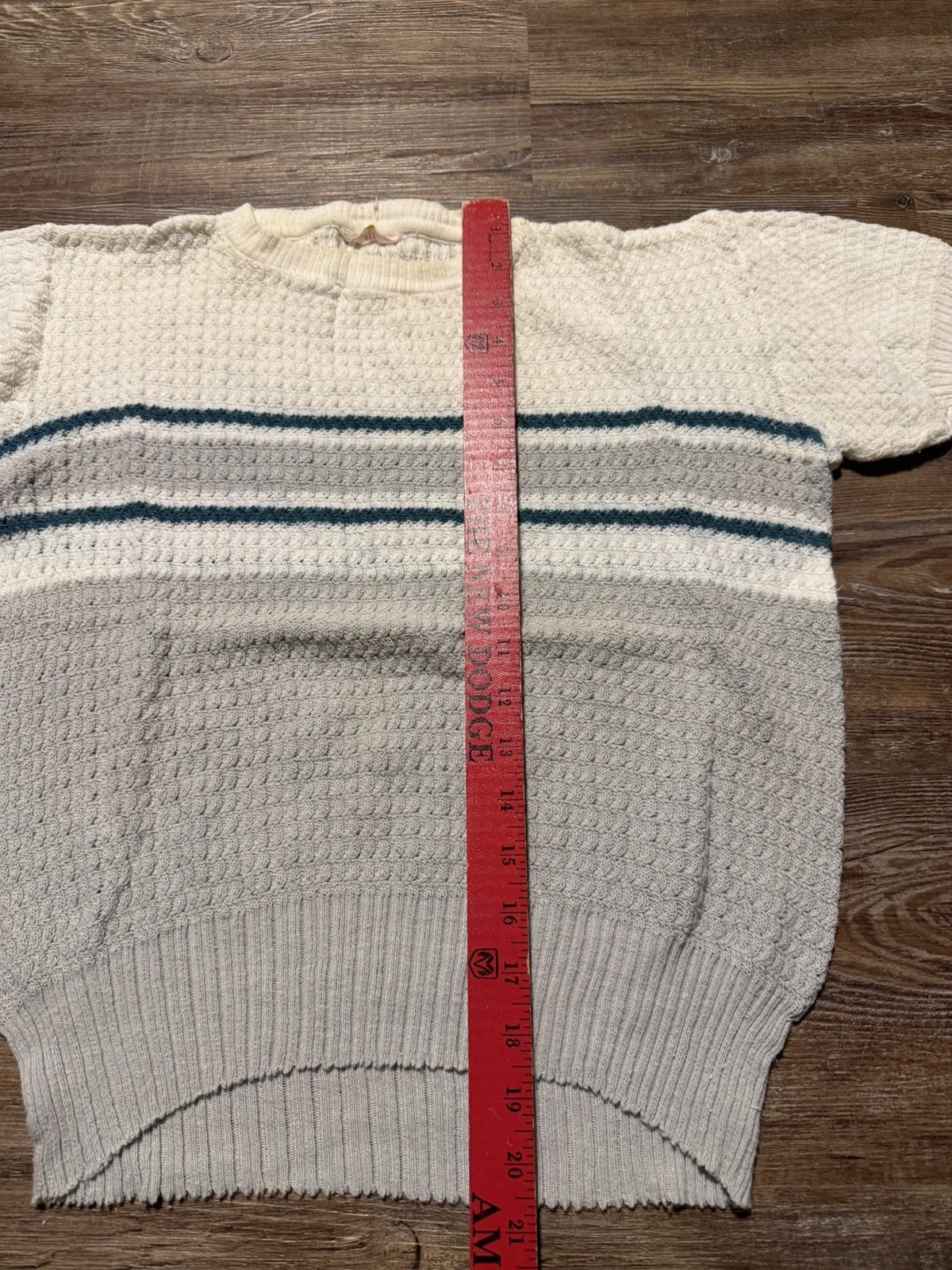 Vintage 50s 60s Penney’s Short Sleeve Striped Waffle Knit Cotton Shirt Medium