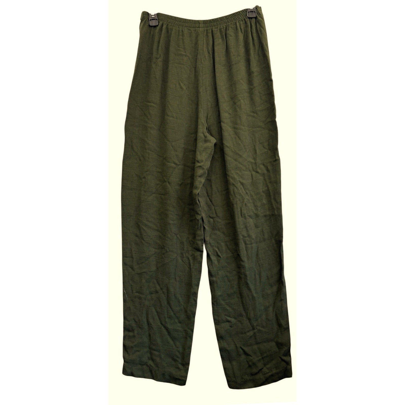 Vintage Olive Green Linen Blend Two Piece Dress Pants Set Cottagecore Chic 10