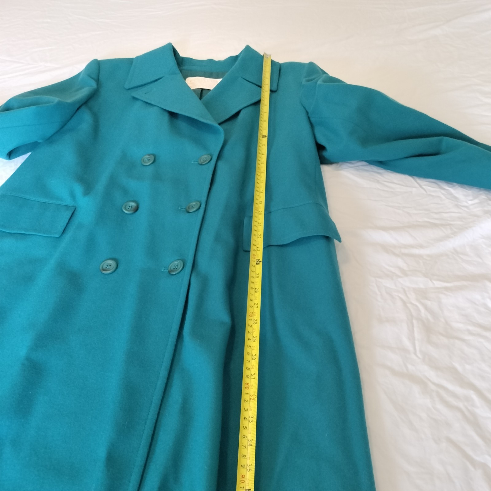 Vintage 1970s Pendleton Virgin Wool Lined Teal Trench Coat Women’s 16
