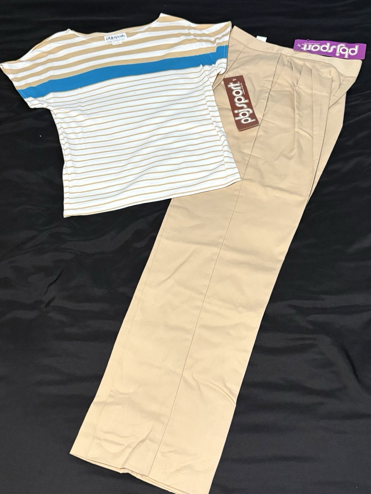 Vintage PBJ 2 Pc Pant Set Deadstock NWT Sz 9 Top 11 Pants Striped Retro 70s 80s