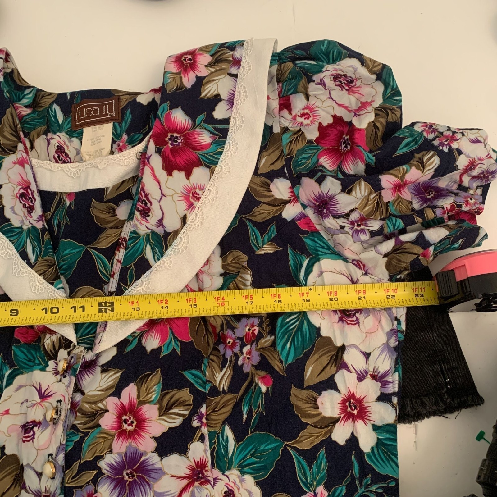 Vintage 80s Lisa II Women’s Plus Size 20P Petite Floral Lace Prairie Dress