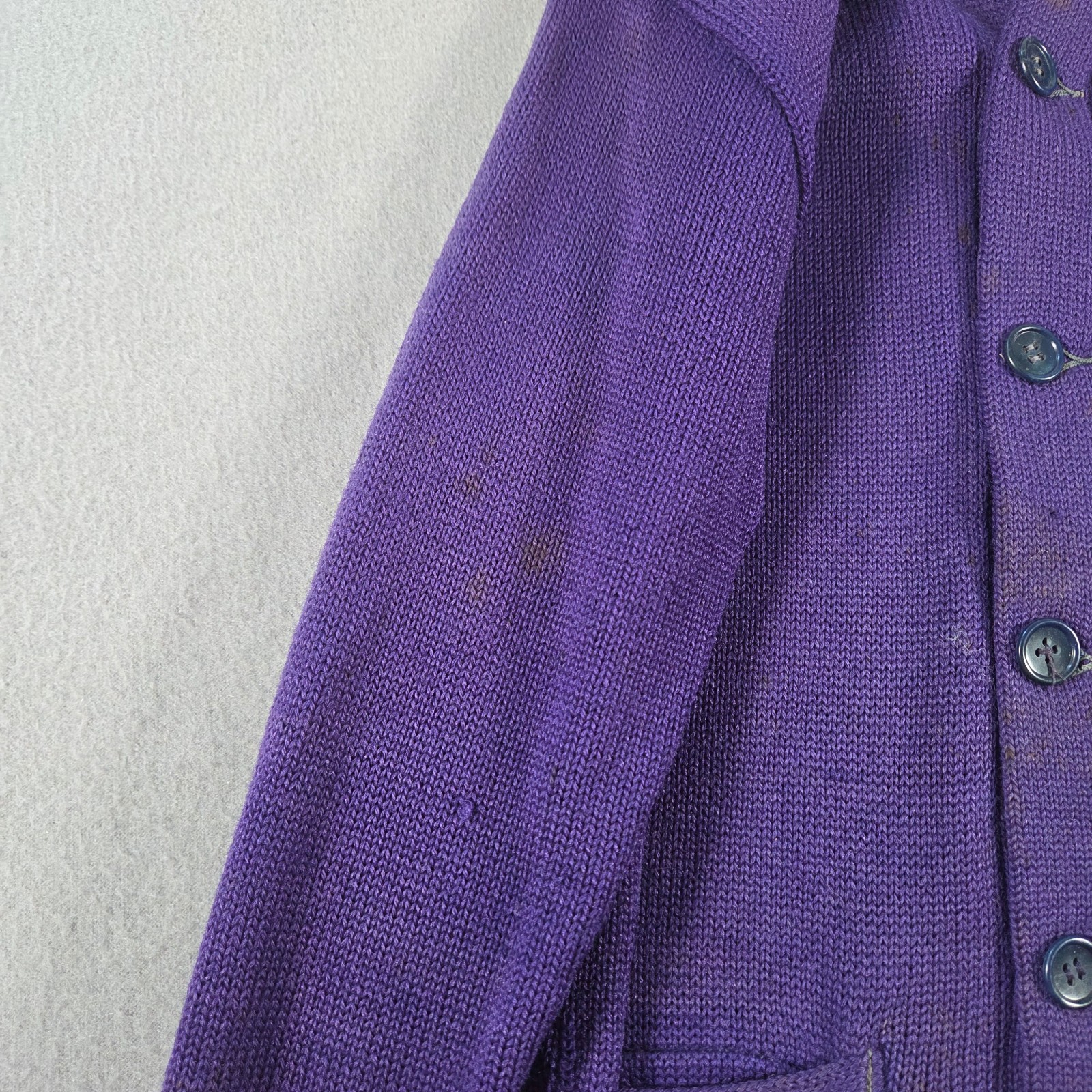 Vintage Puritan Sweater Womens Small 50s Wool Cardigan Faded Indigo Varsity