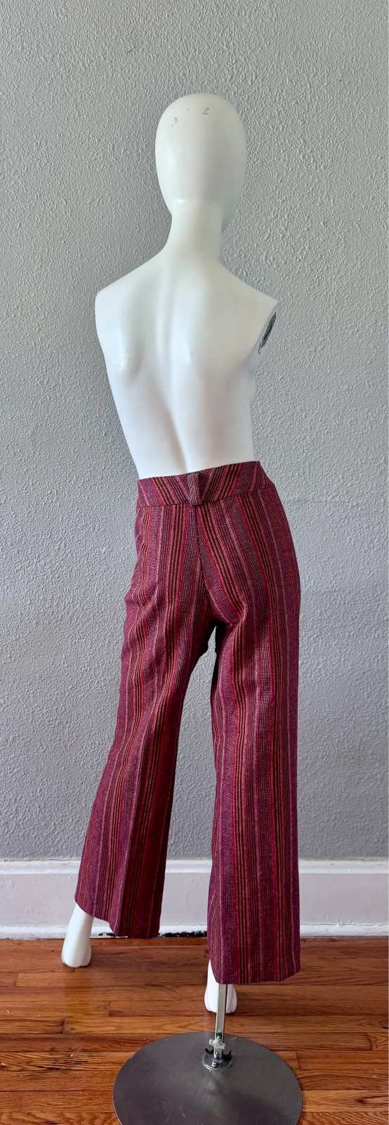 Vintage 70s Burgundy Retro Hippie Trousers Pants L/XL