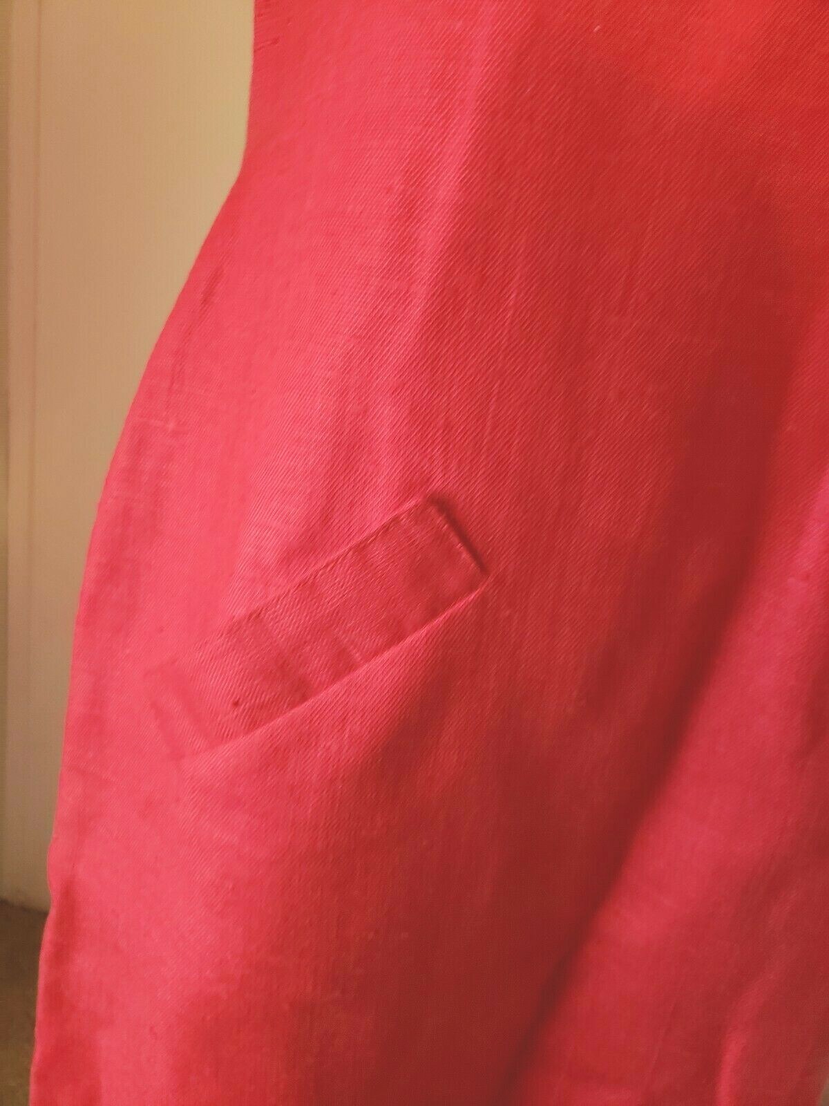 WILLIAM PEARSON Vintage Red Linen Lined Short Sleeve Sheath Dress Size 8/10